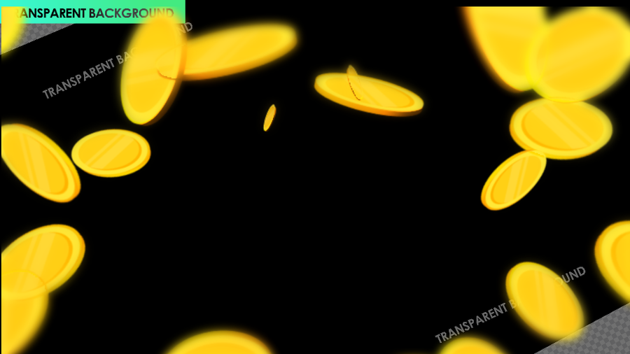 Gold Coin Burst with Circular Zoom Blur