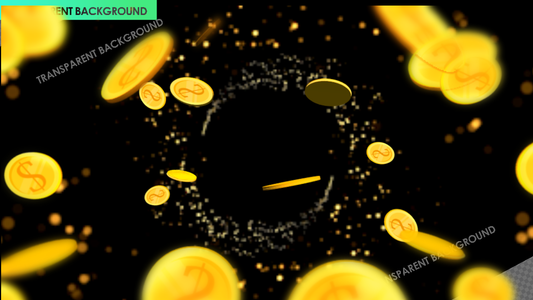 Gold Coin Burst with Circular Zoom and Blur