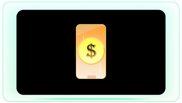 Dollar Coin Coming Out of Mobile Screen