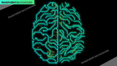 Brain Top View with Network and Signals in Head Biology Technology
