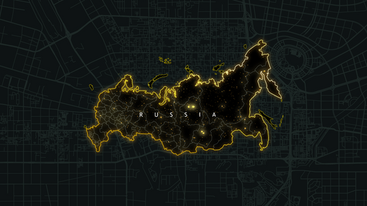Russia Golden Map Reveal – Dark Mode