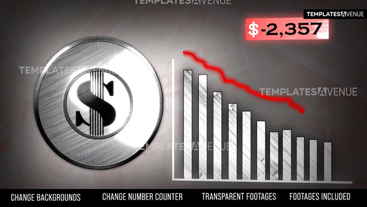 Dollar Coin sketch Animation with Graph Down and text After effects Template