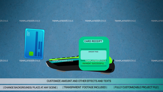 Card spin and swipe in machine with editable slip | After effects Template
