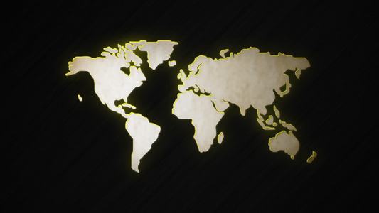 World Map Glowing Outline with Wooden texture